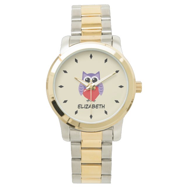 En Owly Kärlek | Lägg till ditt namn Armbandsur (Framsida)