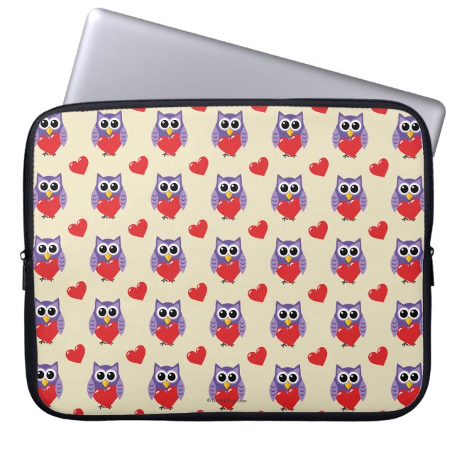 En Owly Kärlek Mönster Laptop Fodral (Framsidan)