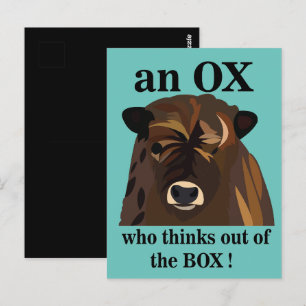 En Ox som tänker ut ur lådan Vykort