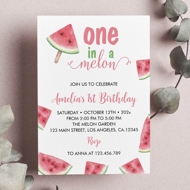 En på en Melon Birthday-inbjudan Inbjudningar (Skapare uppladdad)