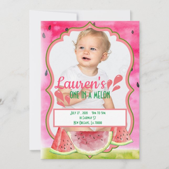 En på en Melon Birthday-inbjudan Inbjudningar (Framsida)