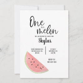 En på en Melon Birthday-inbjudan till flicka eller Inbjudningar