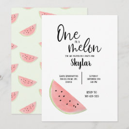 En på en Melon Birthday-inbjudan till flicka eller Inbjudningar