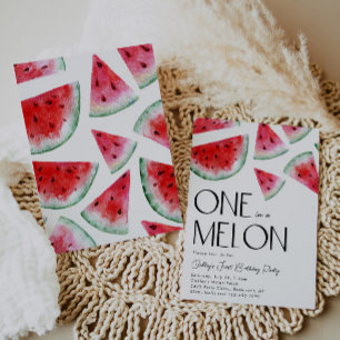 En på en Melon Birthday-inbjudan Vattenmelon Inbjudningar