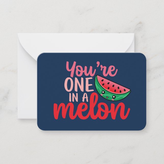En på en Melon Funny Pun Cute Valentine-dag Anteckningskort (Framsida)
