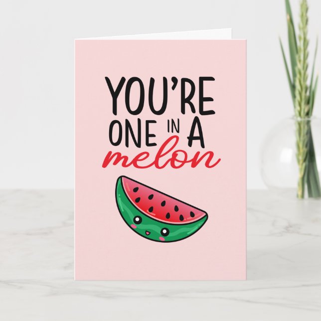 En på en Melon-lustig fruit Pun Valentindag Helgkort (Framsida)