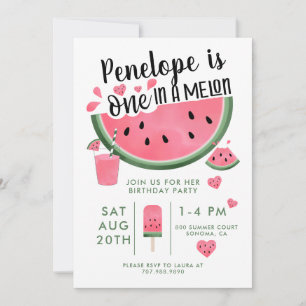 En på en Melon Watermelon Kid' Birthday-inbjudan Inbjudningar
