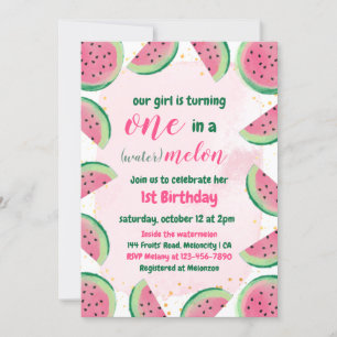 En på en Watermelon Baby-födelsedagsinbjudan Inbjudningar