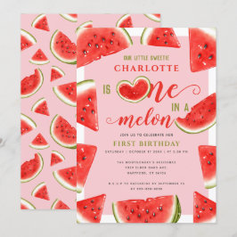 En på Melon 1:a födelsedag, sötvattenmelon Rosa Inbjudningar