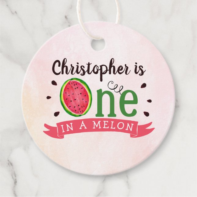 En på Melon 1:a födelsedagen Gåvor Etiketter (Framsida)