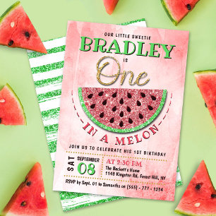 En på Melon 1:a födelsedagen Inbjudningar
