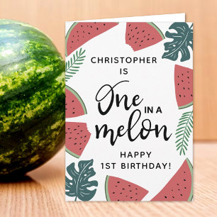 En på Melon 1:a födelsedagen Kort
