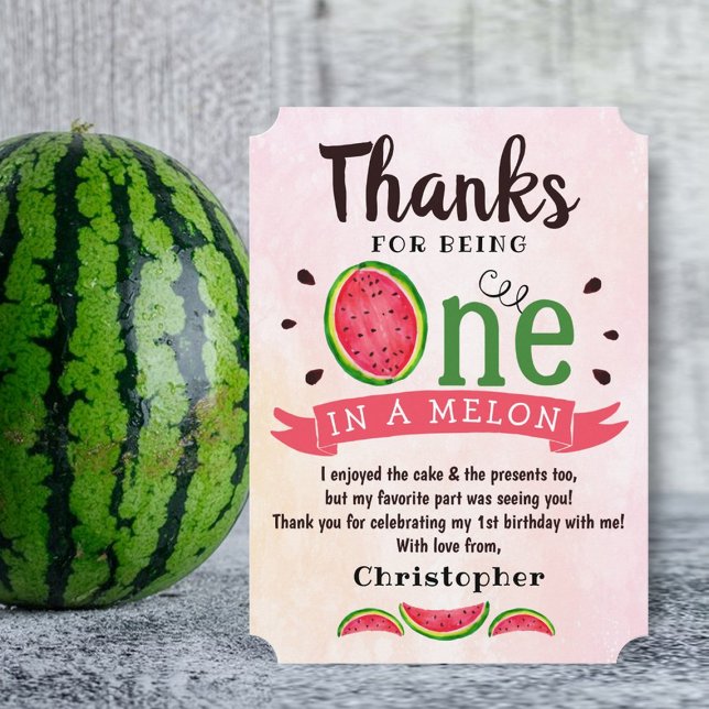 En på Melon 1:a födelsedagen Tack Kort (Skapare uppladdad)