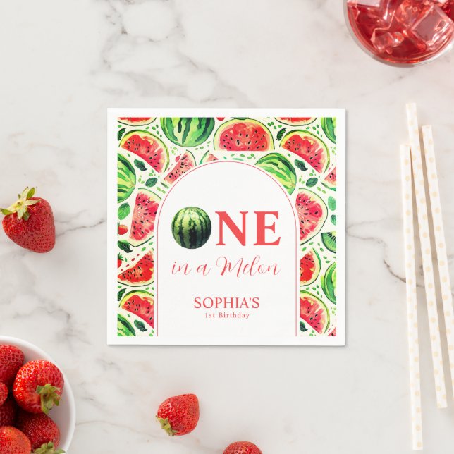 En på Melon första födelsedagen Pappersservett (Insitu)