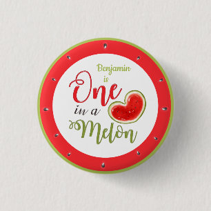 En på Melon Red Watermelon Birthday Knapp