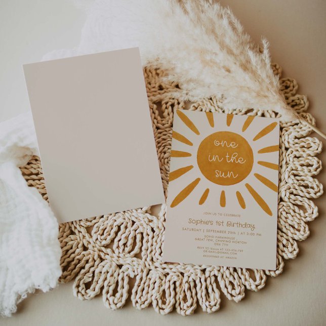 En på Sol 1:a födelsedagen Inbjudningar (Skapare uppladdad)