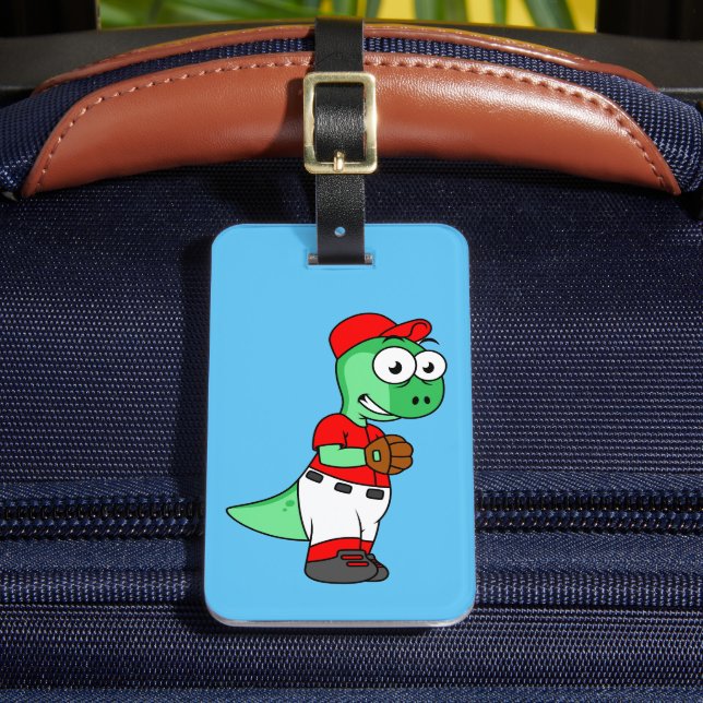 En Pachycephalosaurus Baseball Pitcher. Bagagebricka (Framsida Insitu 2)