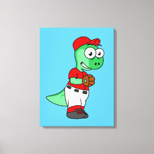 En Pachycephalosaurus Baseball Pitcher. Canvastryck
