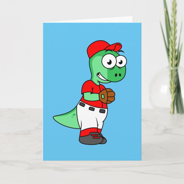 En Pachycephalosaurus Baseball Pitcher. Kort (Framsida)