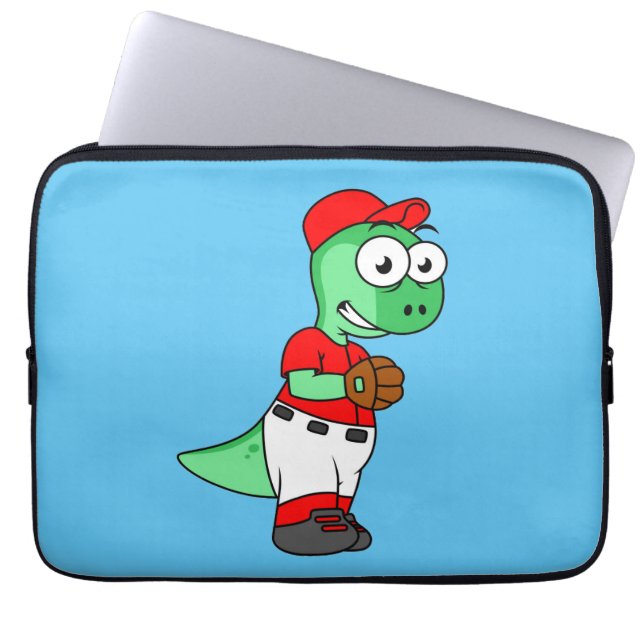 En Pachycephalosaurus Baseball Pitcher. Laptop Fodral (Framsidan)