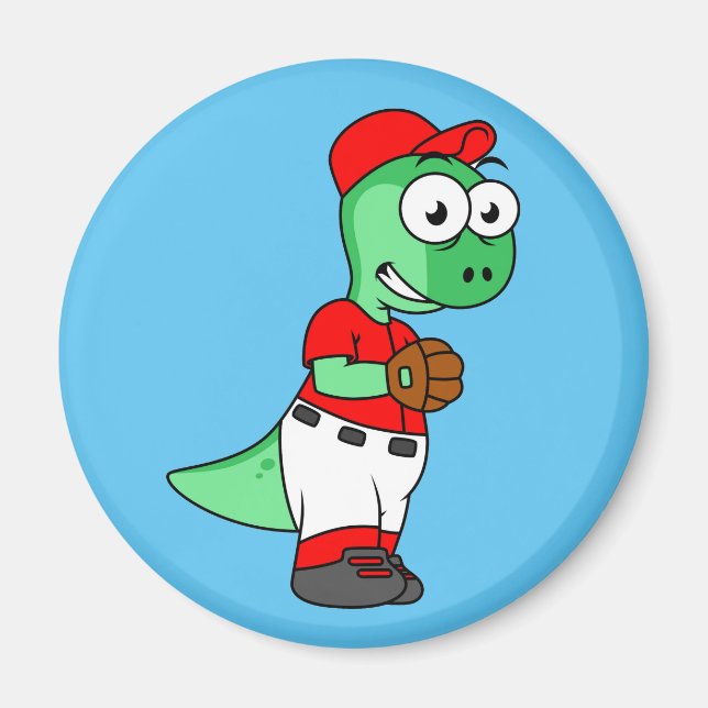 En Pachycephalosaurus Baseball Pitcher. Magnet (Framsidan)