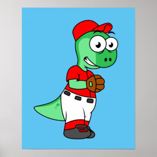En Pachycephalosaurus Baseball Pitcher. Poster