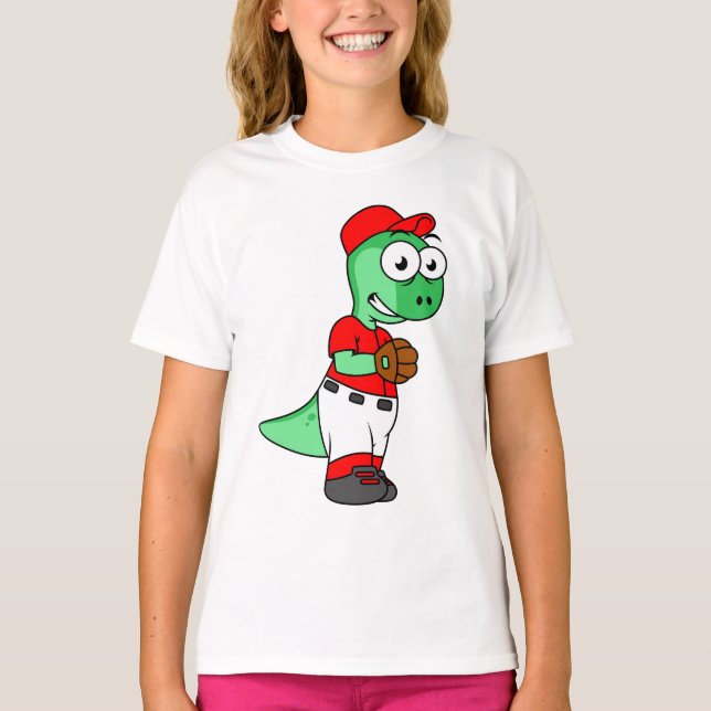 En Pachycephalosaurus Baseball Pitcher. T Shirt (Framsida)