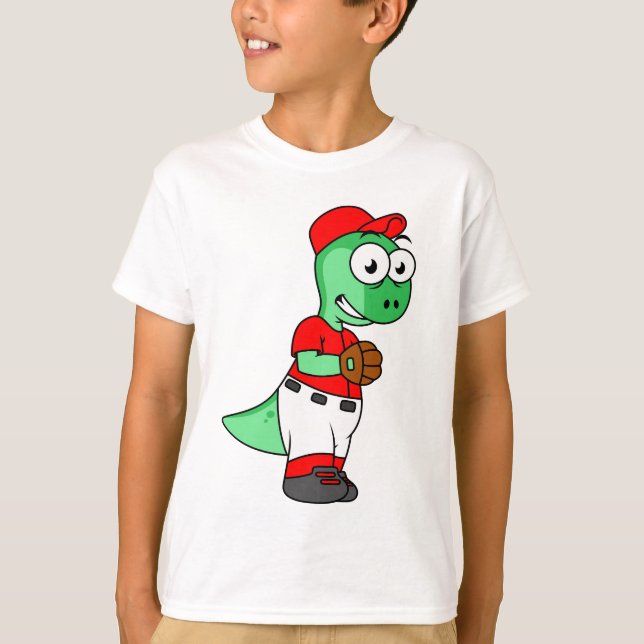 En Pachycephalosaurus Baseball Pitcher. T Shirt (Framsida)