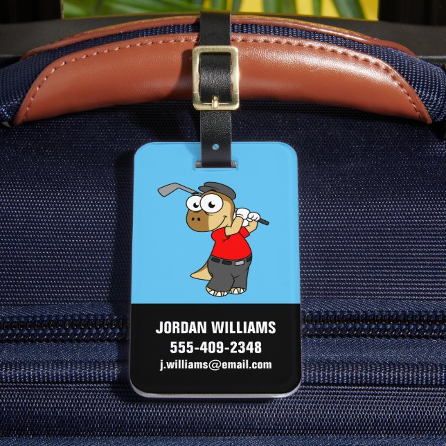 En Pachycephalosaurus Dinosaur spelar Golf. Bagagebricka (Framsida Insitu 2)