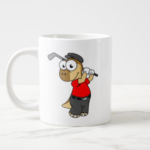 En Pachycephalosaurus Dinosaur spelar Golf. Jumbo Mugg