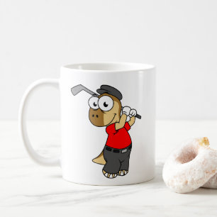En Pachycephalosaurus Dinosaur spelar Golf. Kaffemugg