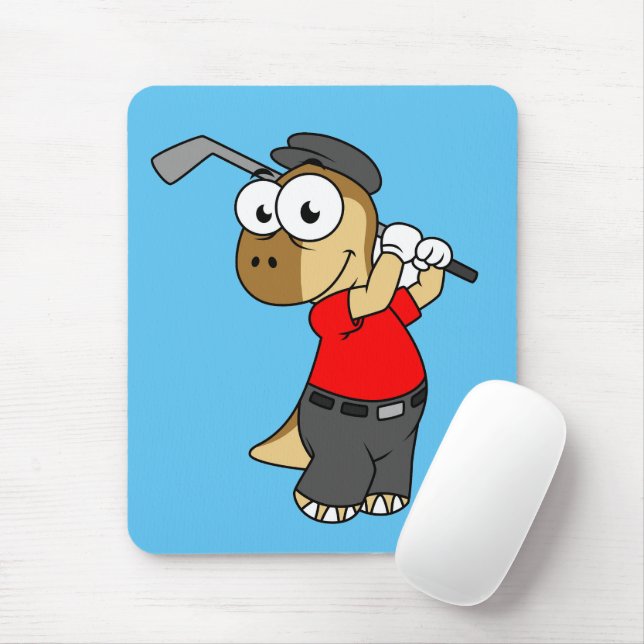En Pachycephalosaurus Dinosaur spelar Golf. Musmatta (Med mus)