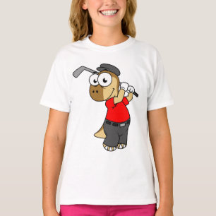 En Pachycephalosaurus Dinosaur spelar Golf. T Shirt