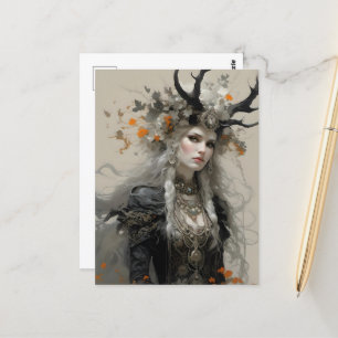 En Pagan-gudinna med Antlers Vykort