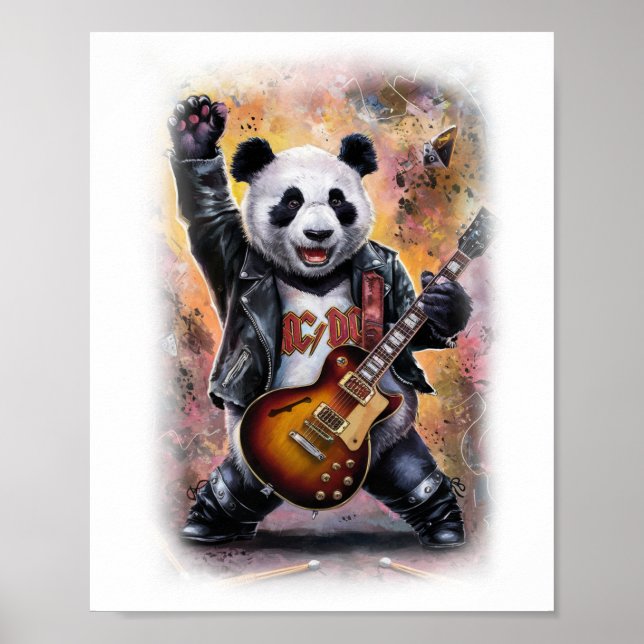 En Panda Rocker på scenen på en vit Poster (Framsidan)