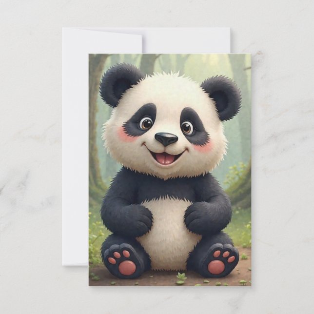 En panda sitta på sten omges av blommor OSA kort (Framsida)