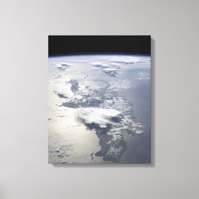 En panoramisk syn på ön Hispaniola Canvastryck (Framsida)