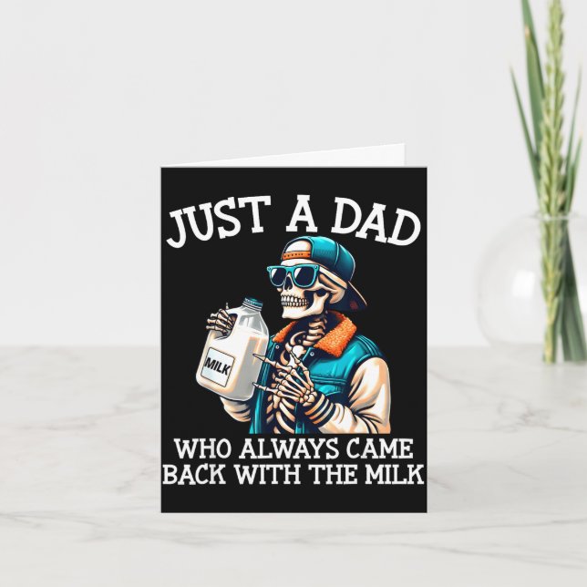 En pappa som kom tillbaka med mjölken fars dag  kort (Framsida)