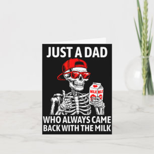 En pappa som kom tillbaka med mjölken fars dag kort