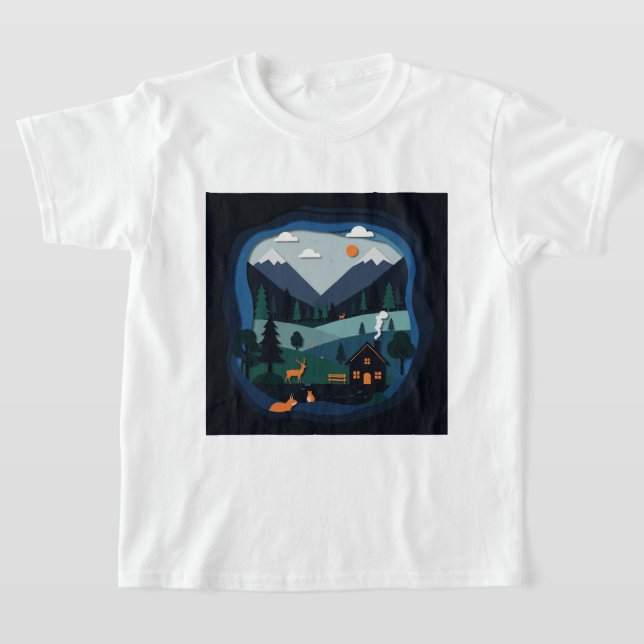En pappersklippillustration t shirt (Laydown)