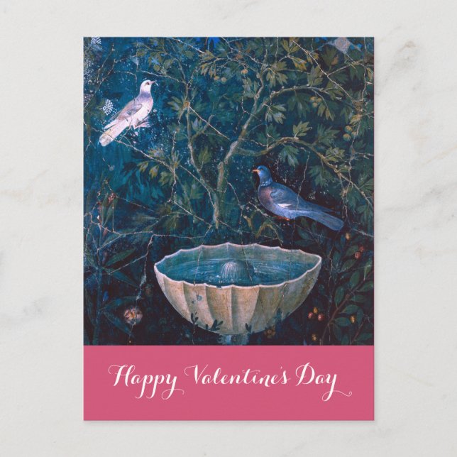 EN PAR DOVES PÅ GARDEN Valentindagen Helg Vykort (Framsida)