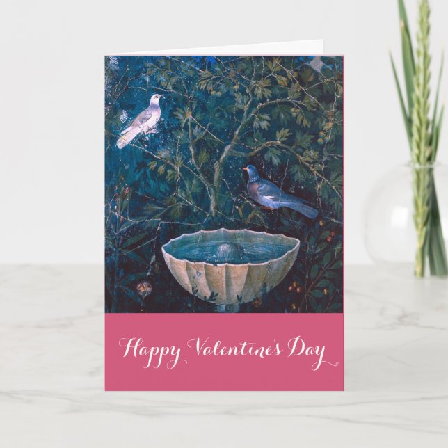 EN PAR DOVES PÅ GARDEN Valentindagen Helgkort (Framsida)
