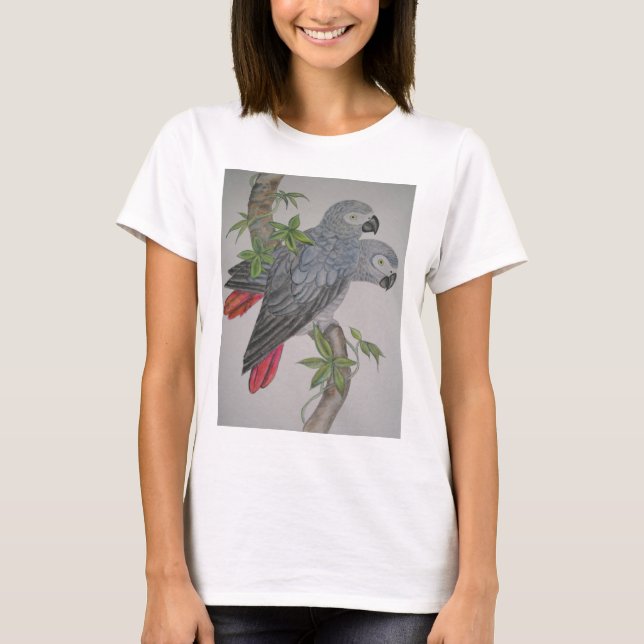 En para av afrikanska grå färg mekaniskt säga t-shirt (Framsida)
