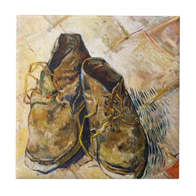 En para av Shoes Vincent Van Gogh konstmålning Kakelplatta (Framsidan)