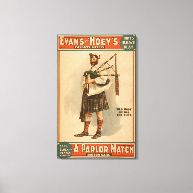 En parlor Match "Old Hoss" Scottish Bagpiper Canvastryck (Framsida)