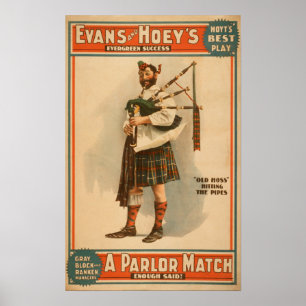 En parlor Match "Old Hoss" Scottish Bagpiper Poster