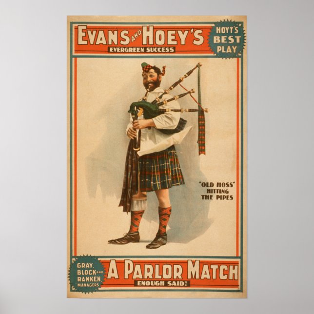 En parlor Match "Old Hoss" Scottish Bagpiper Poster (Framsidan)