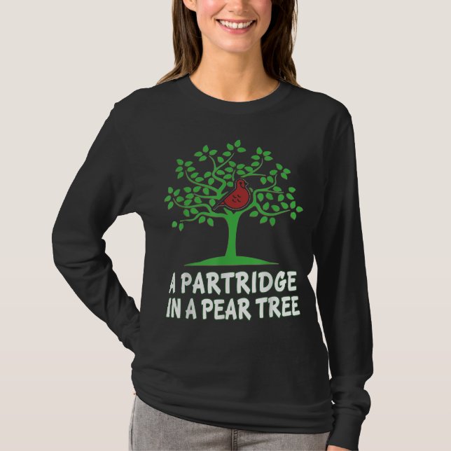 En Partridge i Pear Träd Sång 12 dagars julgrut T Shirt (Framsida)