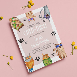 En Party med Catti-Tude! Inbjudan till roligt Barn