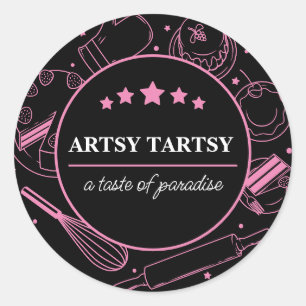 En pasta av "Paradise Bakery Classic Round Sticker Runt Klistermärke